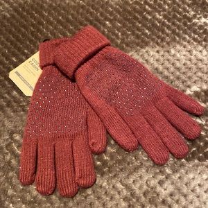 Field and Stream Cozy Cabin Brown and silver beaded gloves One size